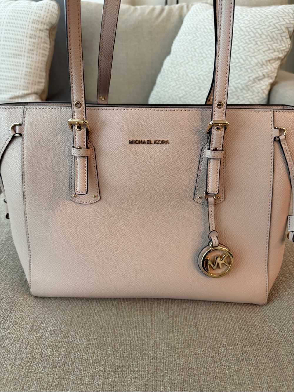 Michael Kors Blush Saffiano Leather Tote with Gold Accents
